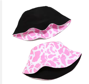 Sombrero de Pescador Reversible con Estampado de Vaca en Negro y Rosa, Diseño Personalizado de Fábrica BSCI Meidiney - Product Image 2
