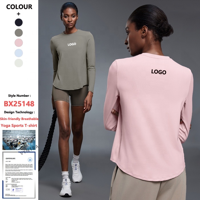 Women Soft Long Sleeves Activewear Crew Neck Shirts Workout Running Casual Fitness Gym Exercise Sports T-shirt Yoga Tee Tops