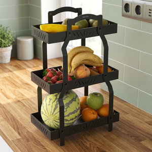Estante Metálico de Tres Niveles para Almacenamiento de Frutas, Organizador de Cocina Apilable, Diseño Minimalista para Almacenamiento de Alimentos - Product Image 5