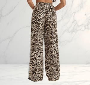 Nuovi <span class=keywords><strong>Pantaloni</strong></span> Casual da Donna <span class=keywords><strong>a</strong></span> <span class=keywords><strong>Righe</strong></span> Bicolore, Vita Alta, Gamba Larga, Sportivi, <span class=keywords><strong>Lunghi</strong></span> - Product Image 3