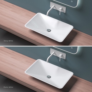 Lavabo <span class=keywords><strong>double</strong></span> intégré en pierre artificielle Doporro allemande, style minimaliste moderne, finition brillante/mate, <span class=keywords><strong>blanc</strong></span>, grande taille - Product Image 4