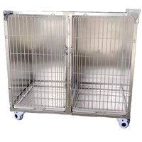 Jaula Doble Personalizada de Acero Inoxidable para Perros, Jaulas Veterinarias de Dos Compartimentos, Jaula de Hospedaje Clínico