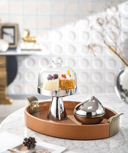 Vassoio Organizer Decorativo in Finta Pelle Argento Ovale di Lusso Personalizzato all'Ingrosso, Stampato/Lucidato, <span class=keywords><strong>per</strong></span> Casa e Hotel DASEN - Product Image 4