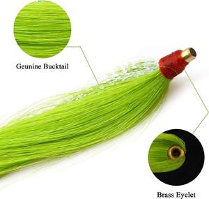 3 couleurs, leurres de pêche Bucktail de 4 pouces, leurres de pêche en eau salée, leurres de pêche au morue Bucktail, hameçons coulissants, montages Fluk - Product Image 6