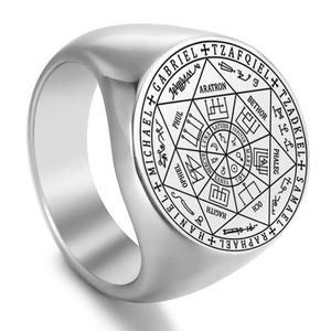 Anneaux des Sept <span class=keywords><strong>Anges</strong></span> en Acier Inoxydable de Qualité Supérieure, Inaltérables, Anneau Amulette de Salomon Scellé de la <span class=keywords><strong>Kabbale</strong></span>, Cadeaux pour Femmes et Hommes - Product Image 2