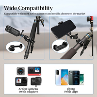 Support de fixation pour guidon en alliage d'aluminium à rotation 360° avec double rotule et adaptateur à dégagement rapide pour appareil photo et téléphone