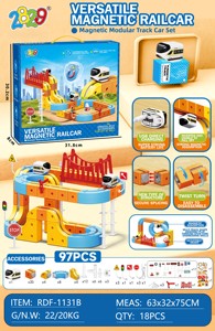 لعبة قطار كهربائي تعليمية للأطفال مع مسار مغناطيسي عالي السرعة، مكعب بناء مغناطيسي قابل للتركيب يعمل ببطارية AA قلوية - Product Image 4