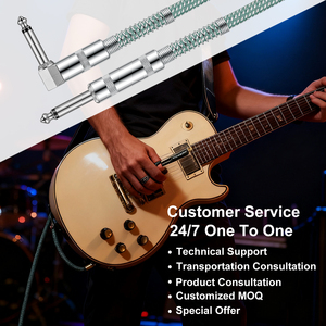 Câble audio pour instrument de musique, tressé, à angle droit, longueur personnalisée en usine, 6,35 mm, OEM pour <span class=keywords><strong>guitare</strong></span> électrique classique - Product Image 2