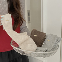 Chaussettes amples au-dessus du genou pour femme, style ballet ajouré, avec boutons dorés, en coton tricoté respirant à lettres, collection Printemps-Été