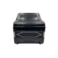Accordéon diatonique en bois noir brillant JB3412D, 34 boutons, 12 basses, 5 registres, grille noire professionnelle, boutons noirs