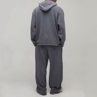 워싱 그레이 로우 헴 후드 스웨트팬츠 프레이드 커스텀 남성 투피스 트레이닝복