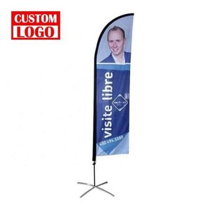 Drapeau publicitaire personnalisé en polyester 100% double face imprimé, pour extérieur, avec dimensions sur mesure - Product Image 1