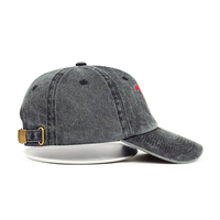Zwarte gewassen denim stof met geborduurd logo, groothandel 6-delige baseball caps voor volwassenen