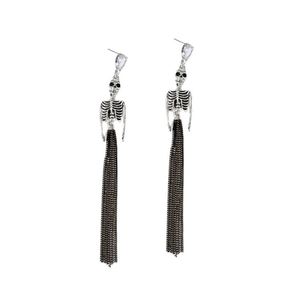 Long Skeleton DangleTassel <b>Earrings</b> Silver Color Retro Fashion Hanging Women <b>Earring</b> Halloween Jewelry Girls Funny <b>Earrings</b> 2022 - Product Image 6