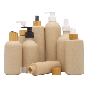 Natural Material Wheat Straw Beige Lotion Pump Bottle Shampoo Skin Care Serum <b>Face</b> Mask Cosmetic Packaging Biodegradable Plastic - Product Image 5