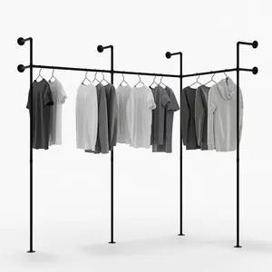 Industrial Style Bekleidungs geschäft Display Rack Kleiderbügel Rack Metall Eisen Kleider ständer Regal für Bekleidungs geschäft