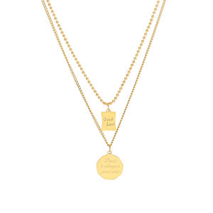 Collana pendente Nabest da donna in acciaio inox placcato oro buona fortuna girocollo strati impermeabili catene regalo per gli amici - Product Image 5