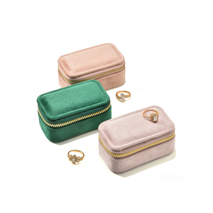 Tùy Chỉnh Nhung Hộp Đồ Trang Sức Mini Xách Tay Nhẫn Lưu Trữ Đồ Trang Sức Box Với Gương Ngọc Bảo Đá Quý Nhẫn Hộp Đồ Trang Sức Tổ Chức - Product Image 5