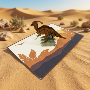 Carte pop-up 3D dinosaure en gros, faite à la main, couleur personnalisée, objet de collection, cadeau promotionnel de Thanksgiving, artisanat en papier découpé au laser, fabriqué au Vietnam - Product Image 4