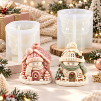 Moule en silicone Maison Bonhomme de Neige, Moule 3D pour Bougies, Savons et Plâtre, Moule Réutilisable DIY pour Décoration de Noël et Cadeaux Faits Main