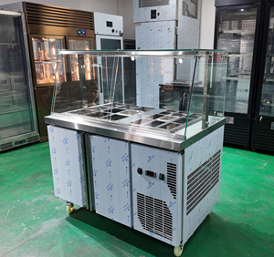 Table de préparation de salades compacte sous <span class=keywords><strong>comptoir</strong></span>, réfrigérateur à salades 2 portes, <span class=keywords><strong>comptoir</strong></span> à salades commercial en acier inoxydable pour café - Product Image 4