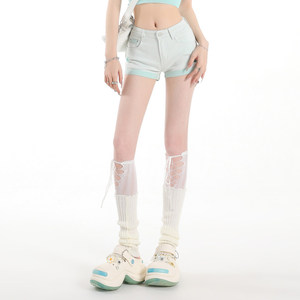 2026 Korean Version <strong>Women's</strong> Retro Denim Shorts New Summer A-line Leg <strong>Pants</strong> Low Waist Plus Size Workwear Jeans Print - Product Image 6
