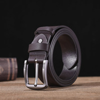 Ceinture unisexe vintage WIZNEERK en cuir de vachette avec boucle ardillon en alliage – Classique, légère, durable, polyvalente pour homme, idéale pour le style business décontracté