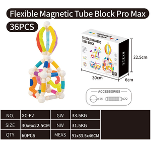 Jouets éducatifs magnétiques en plastique multicolores DIY Montessori, bâtonnets, billes, blocs, ensemble de construction de modèles, enfants de 5 à 7 ans, aimants - Product Image 6