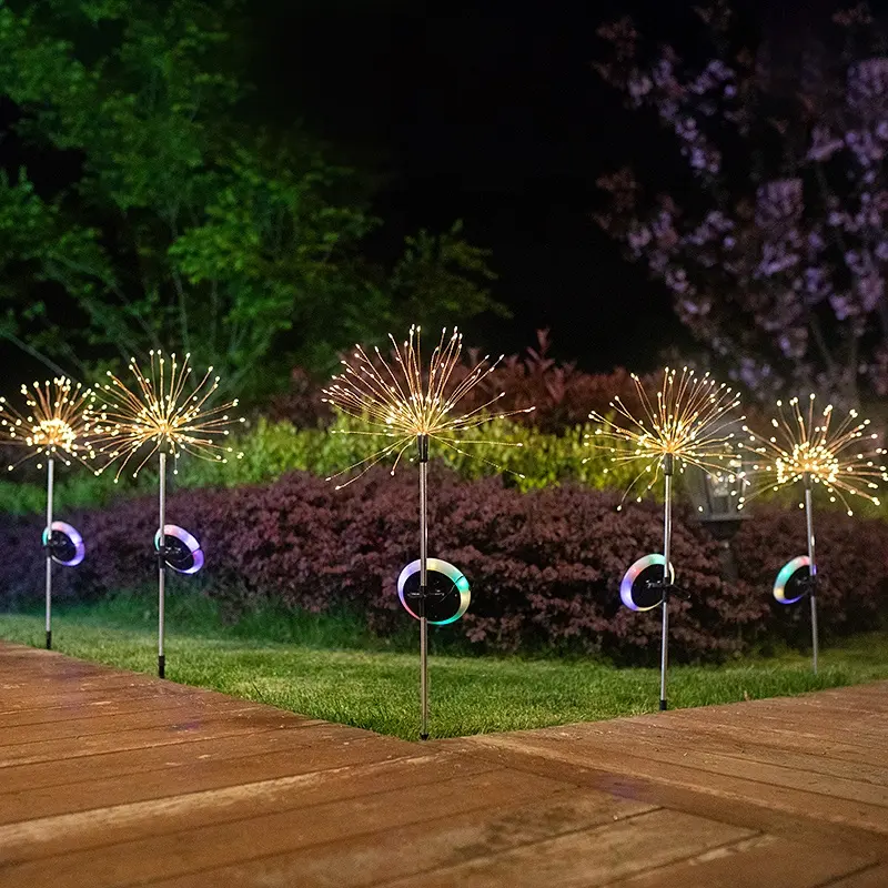 120LED al aire libre jardín decorativo impermeable estrella fuegos artificiales de diente de león de energía Solar luz césped lámpara para paisaje camino patio luces