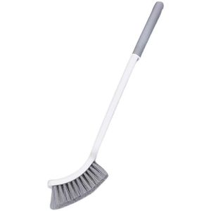 Toilet <b>Brush</b> Plastic Grey <b>Long</b> <b>Handle</b> Dense Bristles For Bathroom Cleaning - Product Image 2