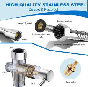 Juego de bidé de mano vertical de acero inoxidable cepillado moderno para inodoro, con pulverizador de plástico tipo Shattaf, para uso en hoteles. - Product Image 3