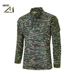 Aonesport Men's Camo Half Zip <b>Shirt</b> Long Sleeve Knitted Quick Dry Breathable Tactical Outdoor Hiking <b>100</b>% <b>Polyester</b> - Product Image 2