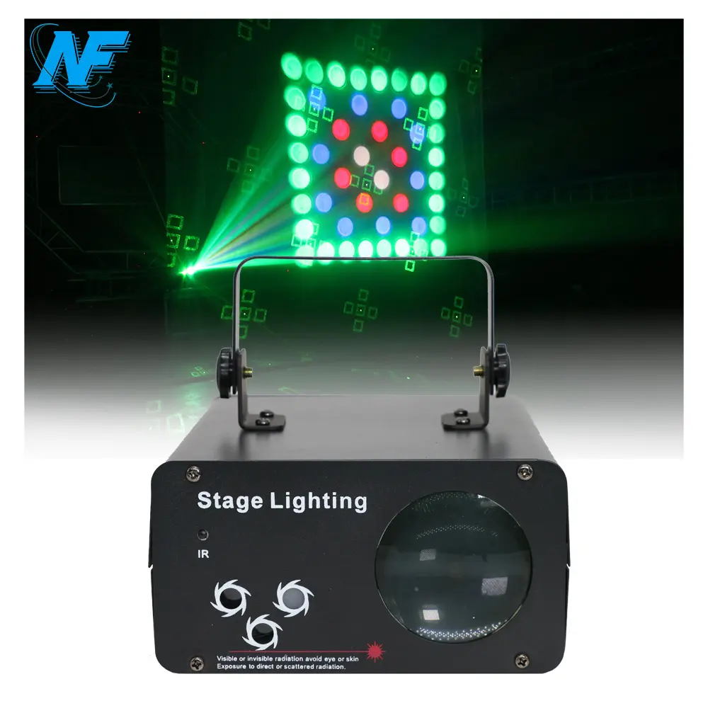 Stage Light Remote Control Disco Projector Lights with RGBW Water Wave/RGB Moonflower/Laser/LED Strobe