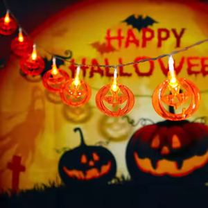 Guirlande lumineuse LED plate en forme de citrouille alimentée par USB, décoration d'Halloween, <span class=keywords><strong>Jack</strong></span>-o'-lantern pour l'intérieur, l'extérieur, les fêtes de jardin, IP44 - Product Image 1
