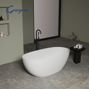 Bañera de piedra artificial con textura de pizarra de diseño moderno para apartamento, bañera de superficie sólida pura Gris <span class=keywords><strong>Cemento</strong></span> de grano de Hotel - Product Image 2