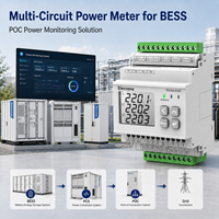 Compteur de qualité d'alimentation pour connexion au réseau BESS, multi-circuits, classe 0.5, Modbus RTU, harmonique 31, stockage de données, triphasé, rail DIN, Elecnova