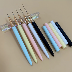 Ensemble de pinceaux pour nail art transfrontalier, manche en plastique, poils en nylon, 5 pièces, ultra-fins, pour détails, sculpture, coloration et dessin floral - Product Image 2