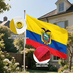 Leuchtend Farbige Digitaldruck 90x150cm Maßgefertigte Flagge Ecuador Nationalflagge Ecuadorianische Bandera Tricolor Wappen 100D Polyester - Product Image 5