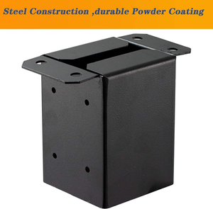 Base d'ancrage à <span class=keywords><strong>bride</strong></span> en acier inoxydable 4x4 (réellement 3,5x3,5 pouces) avec vis pour garde-corps de terrasse, noire - Product Image 3