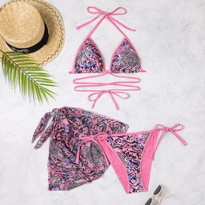 Nouvelle collection 2025 : Ensemble maillot de bain 3 pièces à jambes longues, soutien-gorge push-up, grandes tailles, séchage rapide pour femme, en Spandex/Nylon - Product Image 1
