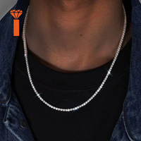 Collier Chaîne Tennis Moissanite 2.0MM-6.5MM en Argent 925 Plaqué Or 18K, Bijoux Hip Hop Iced Out, Chaîne Tennis Personnalisée