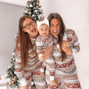 Venda quente Outfit Manga Longa Impresso Crianças Algodão Família Atacado Natal Pijama Set - Product Image 4