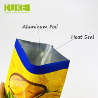 Pochette à fermeture éclair imprimée personnalisée avec joint arrière pour fruits secs mangue Feuille d'aluminium pour collation Sachet étanche à l'humidité Sac à trois joints latéraux