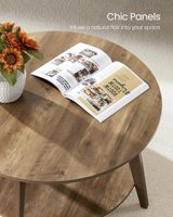Table d'appoint ronde personnalisée en MDF et bois de pin, table basse ronde à 2 niveaux avec rangement pour le mobilier de salon