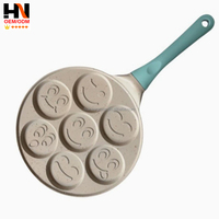 Poêle à petit-déjeuner multifonction 7-en-1 à fond plat, pour œufs, hamburgers, en aluminium, avec 7 trous, en promotion