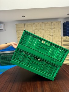 Nhựa Đóng Mở Rau Giỏ Thực Phẩm Cấp Có Thể Gập Lại <span class=keywords><strong>Crate</strong></span> Cho Di Chuyển Lưu Trữ & Hậu Cần Sử Dụng <span class=keywords><strong>Stackable</strong></span> Lưới Thùng - Product Image 3