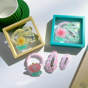 Toptan çocuk saç tokası Set küçük çiçek BB klip sevimli saç tokası saç Scrunchies zarar vermez saç kravat ile saklama kutusu - Product Image 3