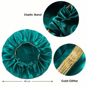 Bonnets en Soie avec Bande Pailletée pour Cheveux Bouclés – Grand Bonnet de Nuit en Satin – Promotion Cadeau - Product Image 1