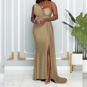 Vestidos de Noche Elegantes para Mujer, Sin Mangas, de Un Solo Hombro, Ajustados, de Cintura Alta, con Abertura, a la Moda - Product Image 5