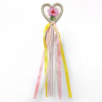 Baguette de princesse brodée de fleurs accessoires de costume baguette magique de coeur baguettes de fée pour les filles